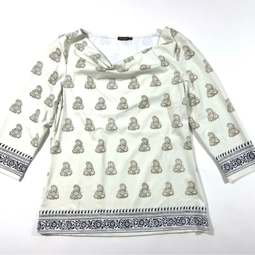 New J McLaughlin Catalina Cloth Cowl Neck Top Paisley Pullover